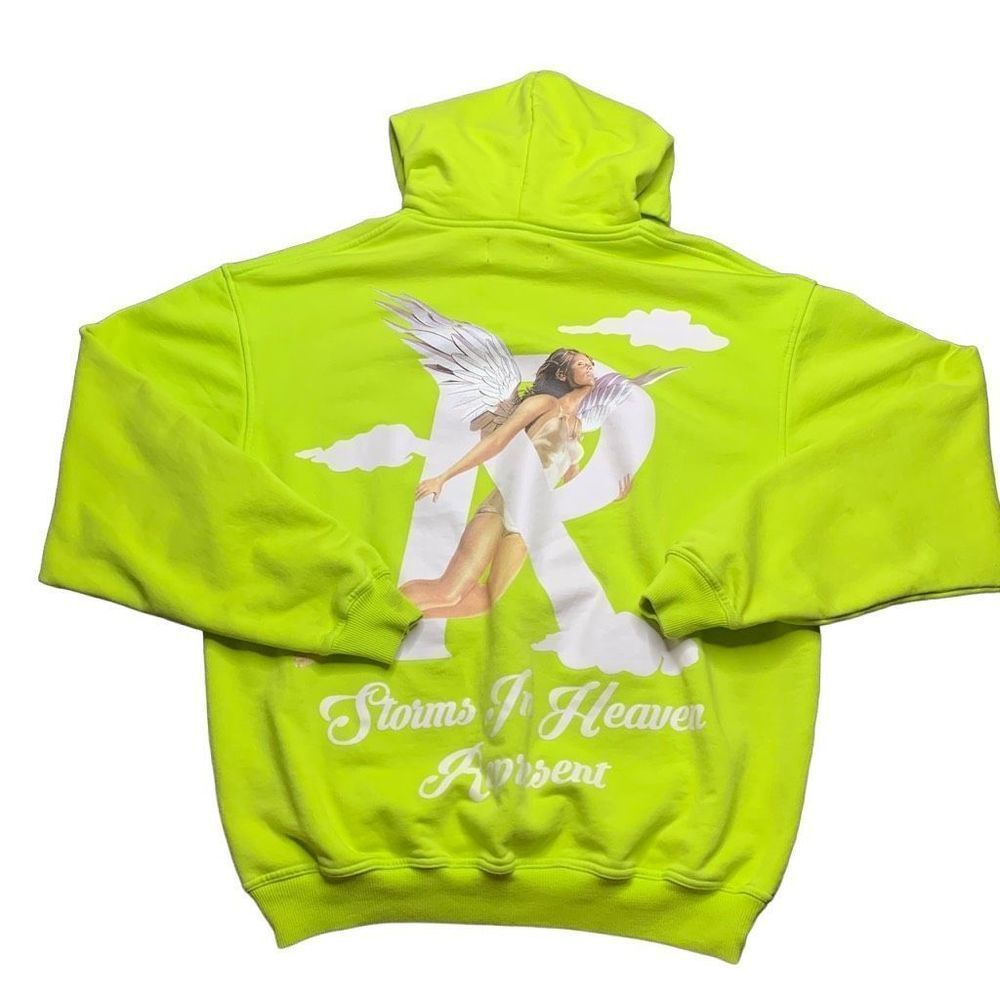 Represent Mens S Hoodie Gold Lime Green Angel Graphic Print - Picture 5 of 15
